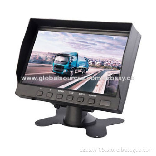 7-inch LCD Heavy Duty Car Monitor, 12-32V Working Voltage with 2 Cameras Video Simultaneous Input